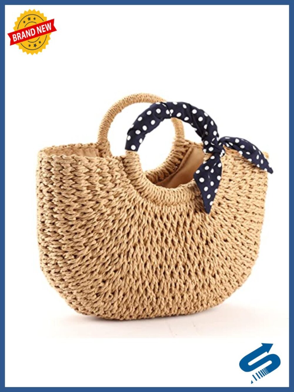 Handmade Large Straw Tote Bag Women's Handwoven Beach Tote
